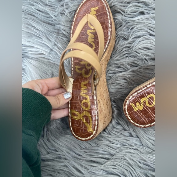 Sam Edelman Women's Size 9 Rasha Wedge Sandal Platform Strappy Tan Beige - Picture 5 of 10